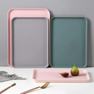 Restaurant Serving Tray Anti Slip Scratch Resistant Plastic Food Serving Tray Plastic Household Tea Tray Kitchen Organizer 2Size