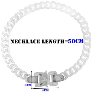 New Matte Transparent Acrylic Chain Lock Pendant Necklace for Women Men Rock Link Buckle Choker Bracelet HipHop Party Jewelry