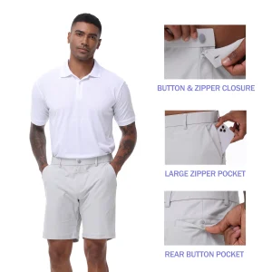 Men's Cargo Trendy Shorts Casual Elegant Golf Pants, Suit Shorts Work Dress Shorts with Concealed-Type Zipper Side Pockets